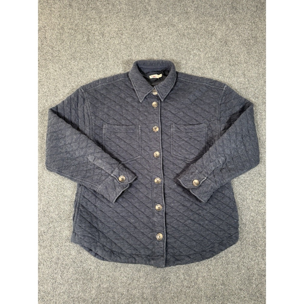 Faherty Quilted Shirt Jacket in Dark Gray